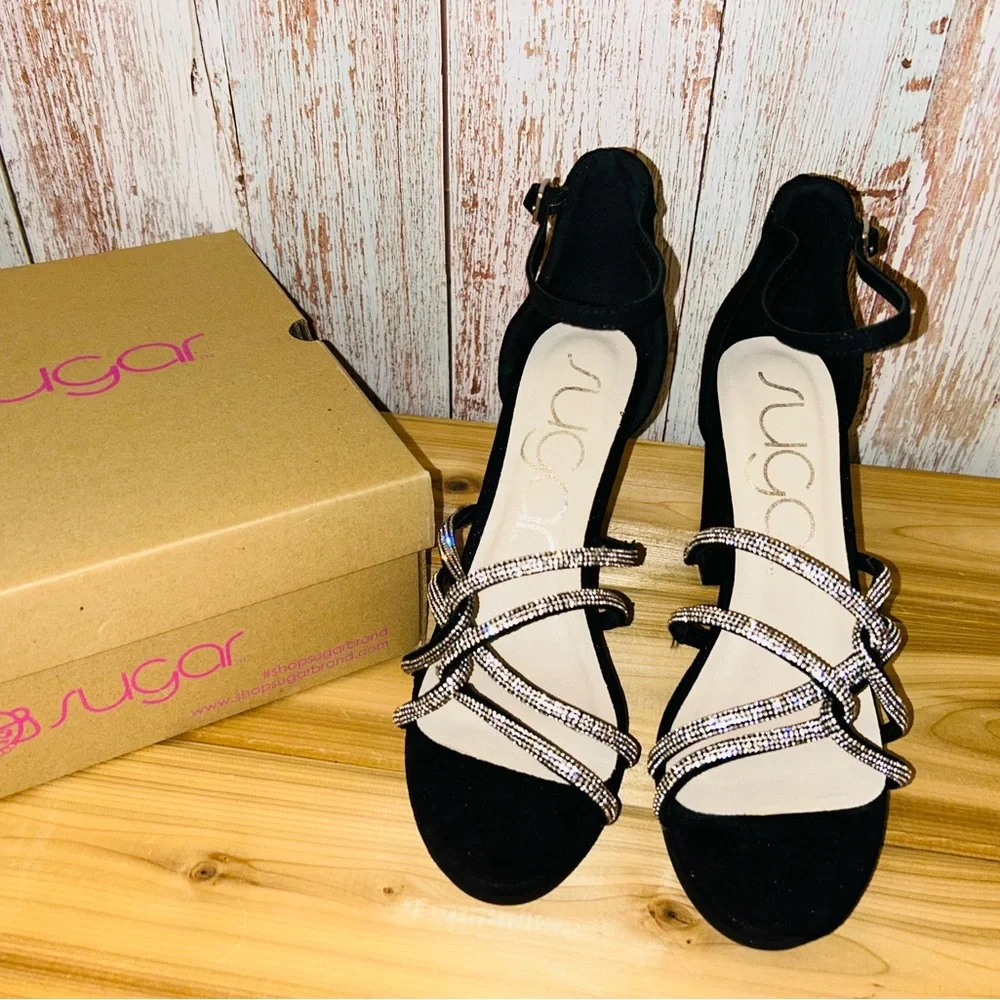 NEW Sugar Petal Chic Black Heels – New Elegant Design Wedding Formal